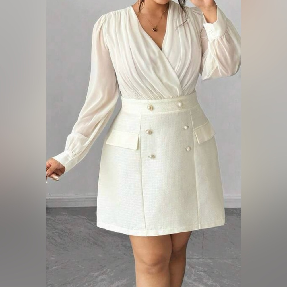 Elegant Cream Dress with Button Details